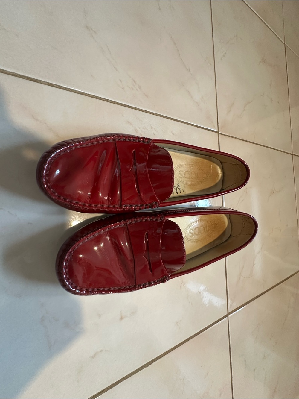 Tod’s Women’s Red Patent Leather Penny Loafers size 38